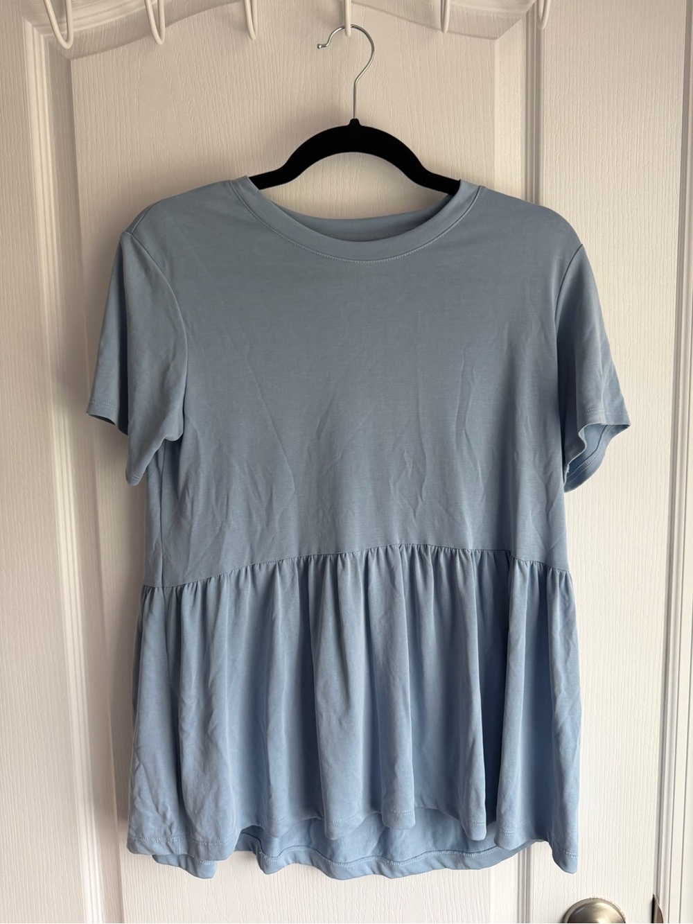 American Eagle Outfitters Light Blue Peplum Short Sleeve Tunic